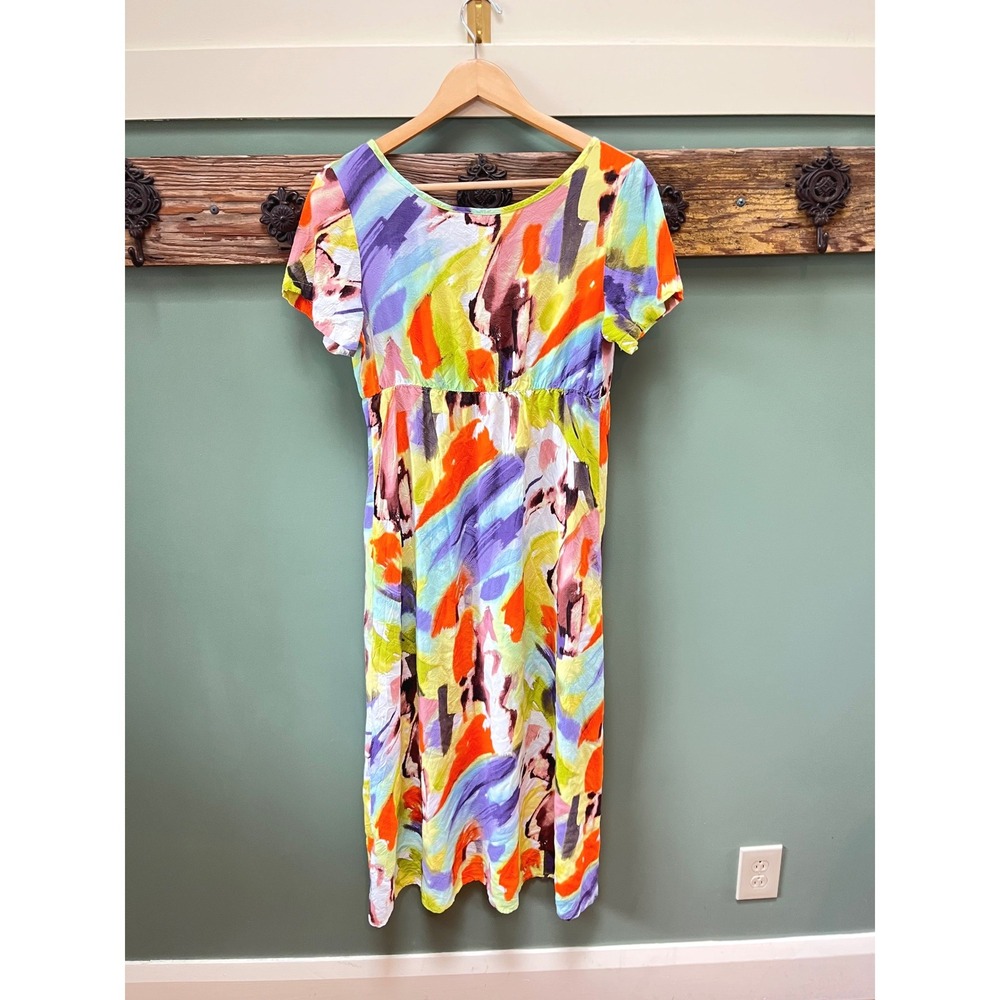 Jams World Stargazer‎ Abstract Print V-Neck Midi Dress Med. Colorful Art to Wear
